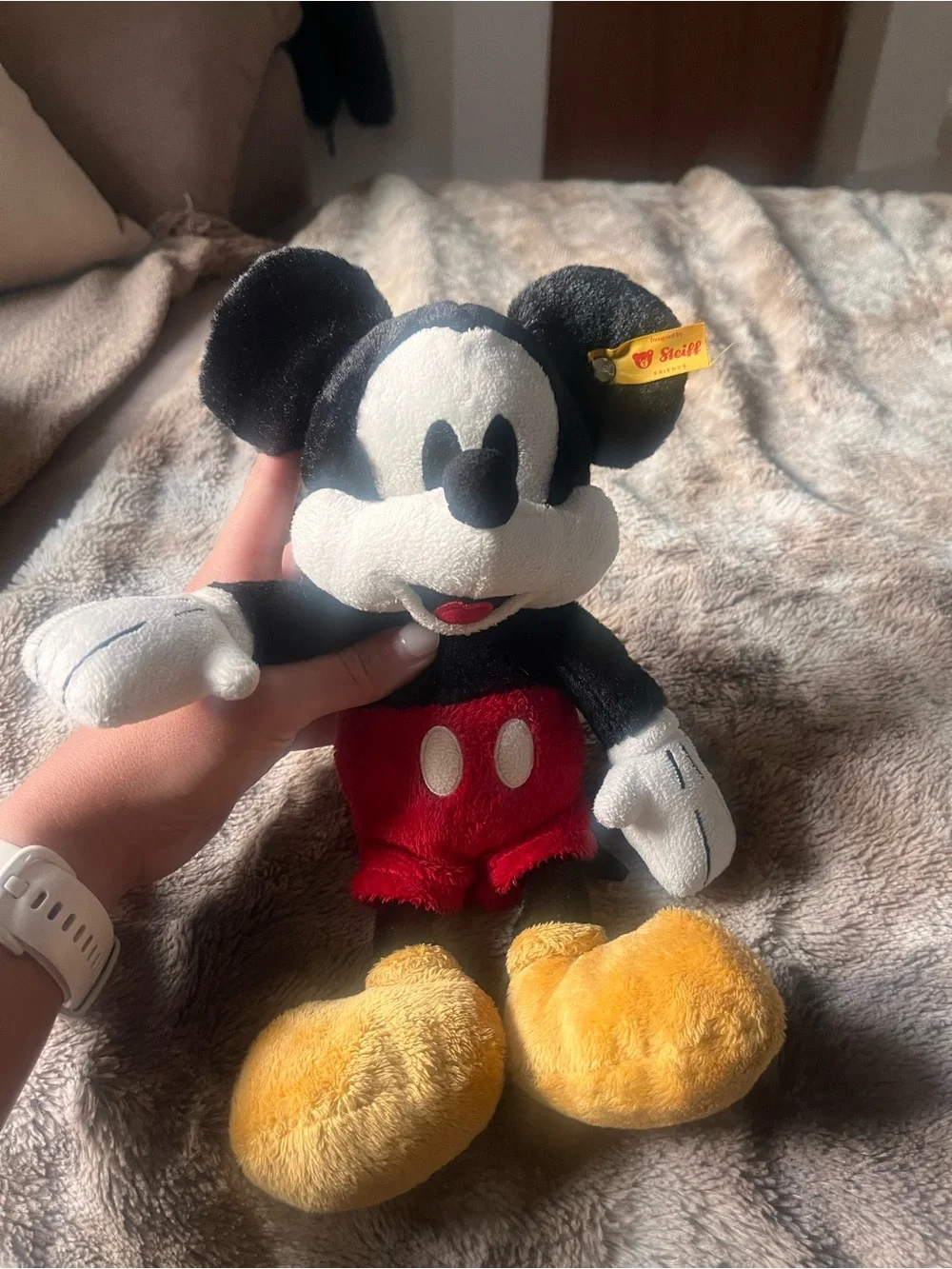 Steiff Mickey Mouse Plush Toy - Classic Black, Red & Yellow
